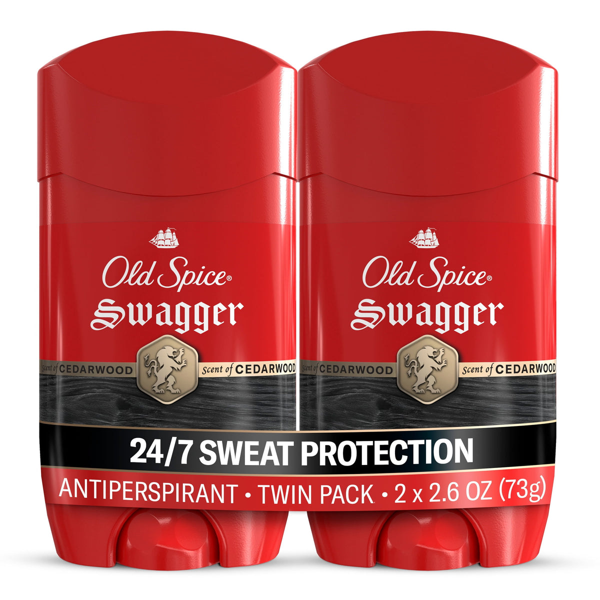 Old Spice Deodorant for Men, Antiperspirant, Swagger, 24/7 Sweat & Odor Protection, 2.6 oz, 2-Pack