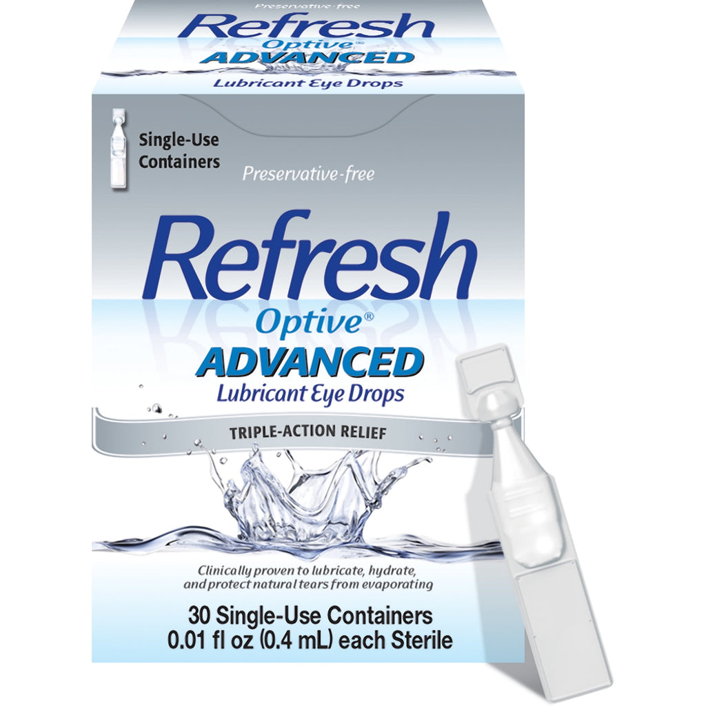 Refresh Optive Advanced PF Lubricant Eye Drops Preservative-Free Artificial Tears, 0.4 ml, 30 Count