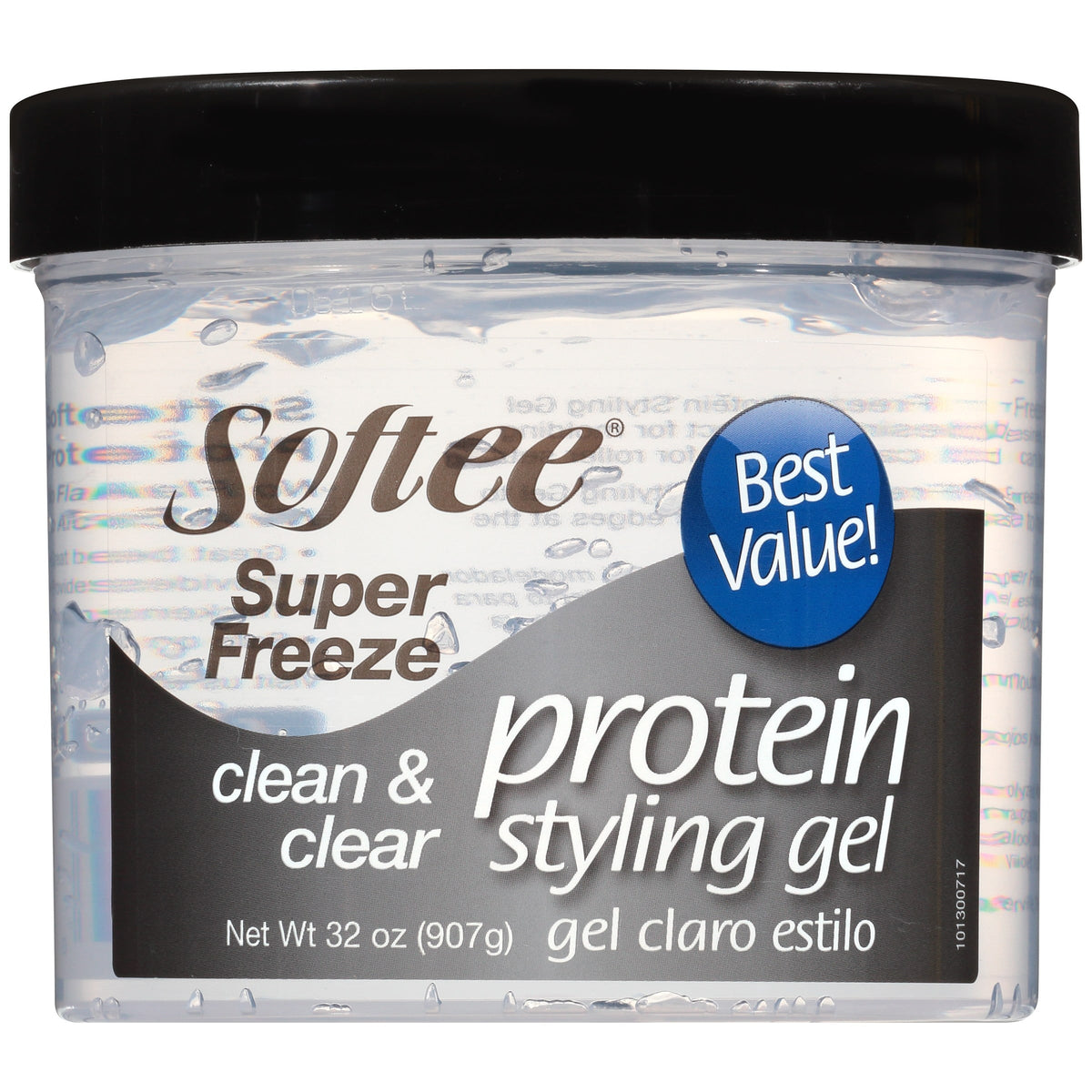 Softee Super Freeze Protein Styling Gel 32 oz. Jar, Unisex, Clarifying, Strengthens Hair