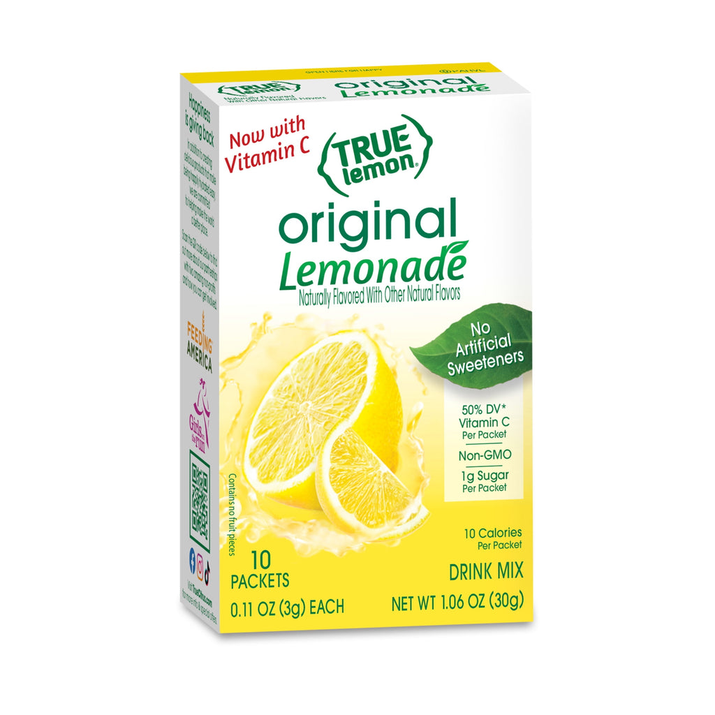 True Lemon Original Lemonade Drink Mix Powder, No Artificial Sweeteners, 1.06 oz., 10 Count Box