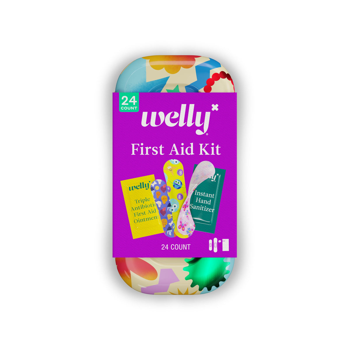 Welly First Aid Kit, Quick Fix Kit for On the Go, Assorted Bandages and Ointments, 24 Count