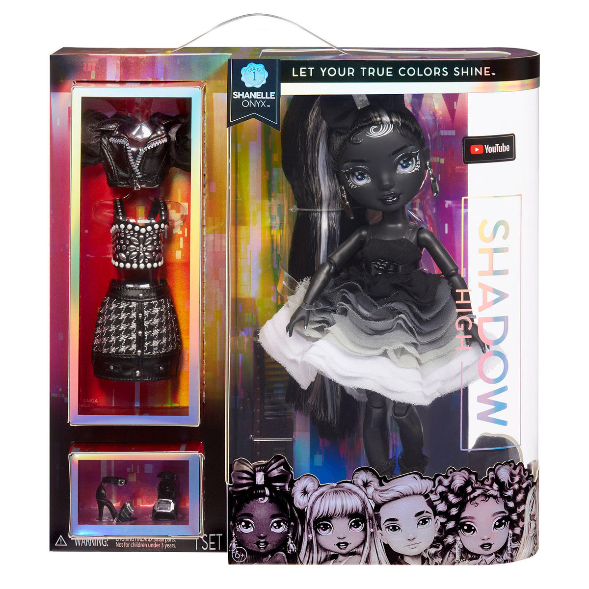Rainbow High Shadow High Series 1 Grayscale Fashion Doll, Shanelle Onyx, 1 ea