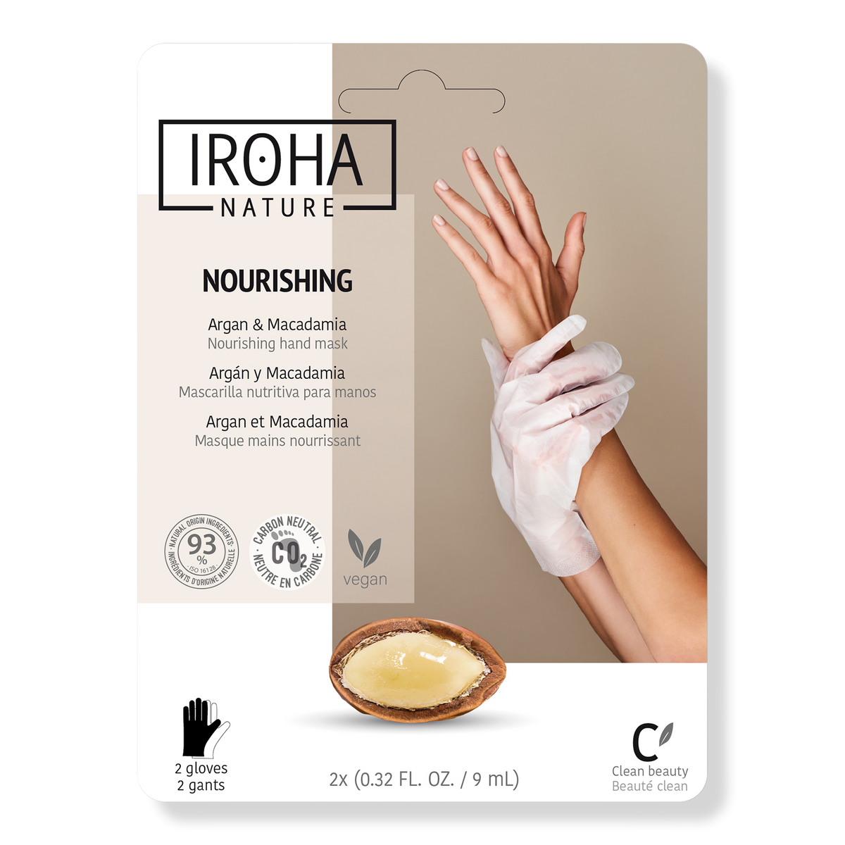 IROHA Nourishing Argan and Macadamia Hand Treatment Mask Gloves, 1 pair