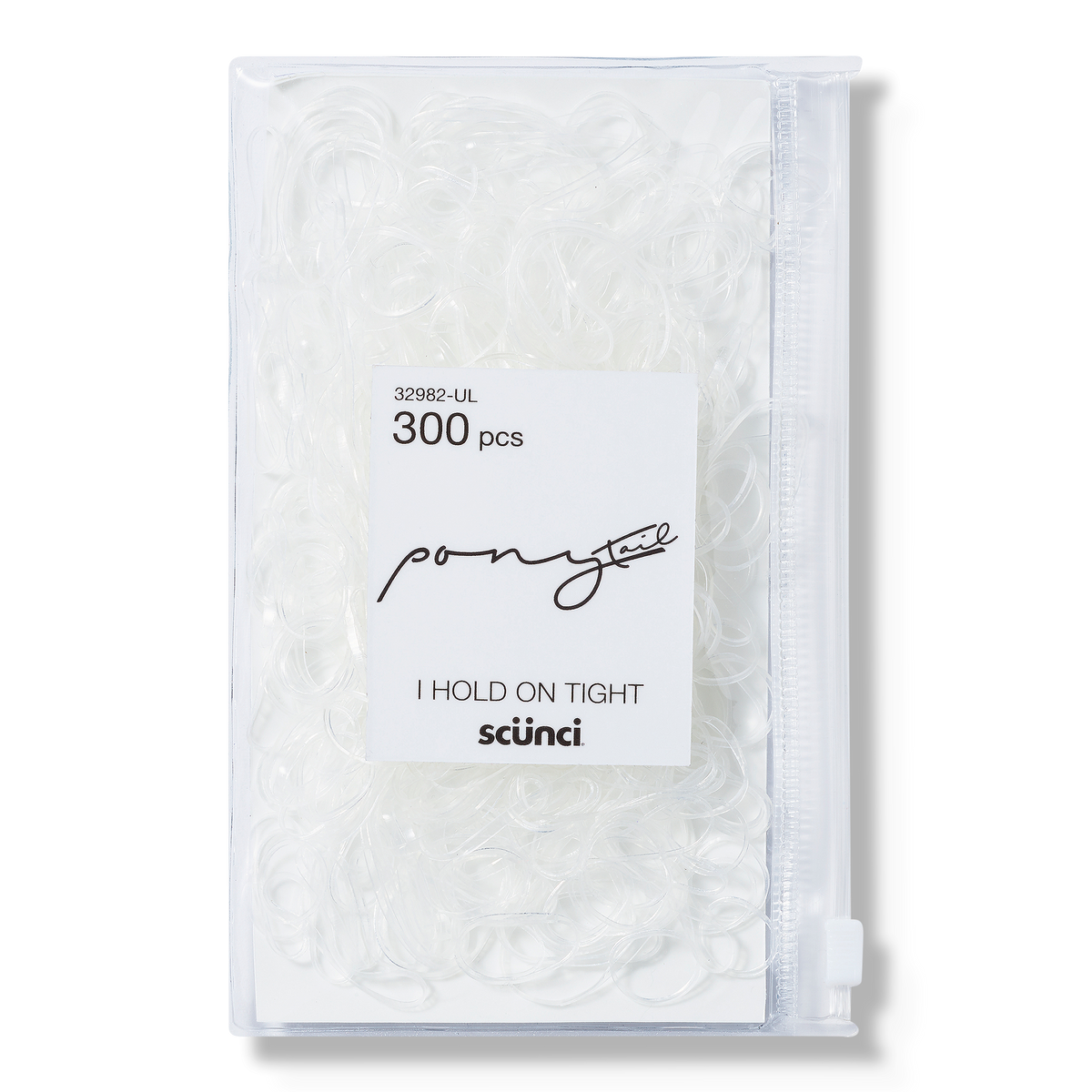 Scünci Mixed Size Rubber Bands, Clear, 300 ea