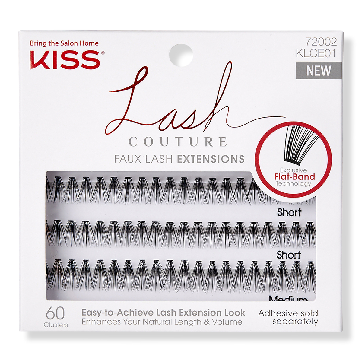 Kiss Lash Couture Faux Extensions Lash, Easy-to-Achieve Lash Extension Look, Clusters, 60 ea
