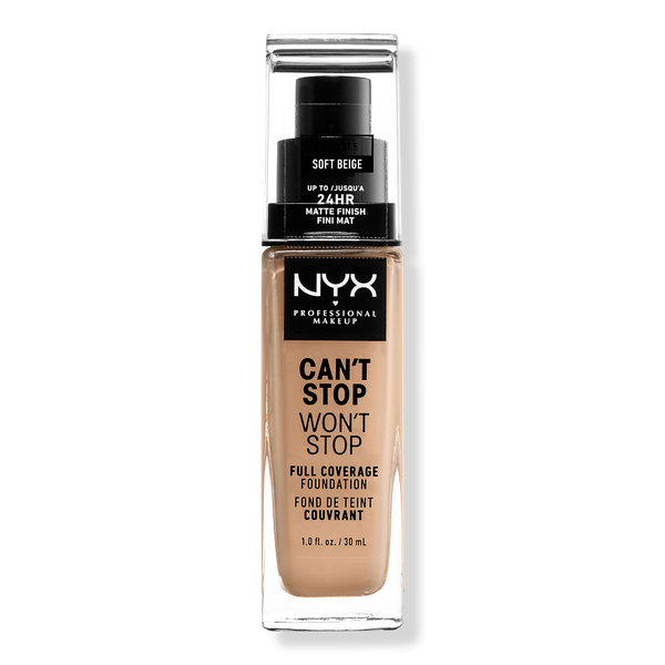 NYX Professional Makeup Can't Stop Won't Stop Foundation, Soft Beige, 1 oz