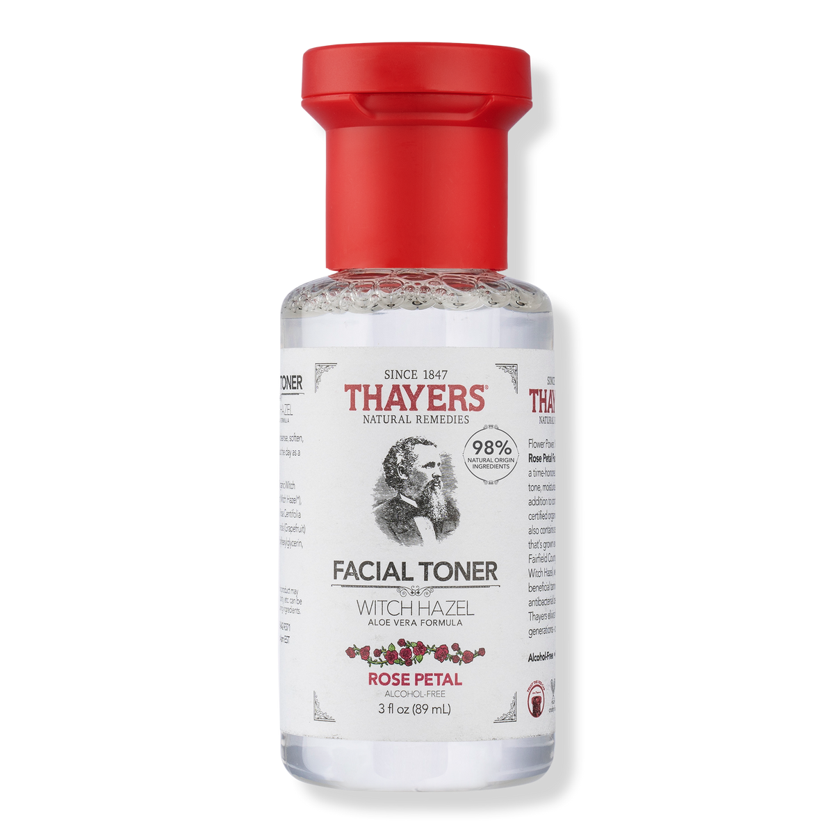 Thayers Travel Size Alcohol-Free Witch Hazel Toner, Rose Petal, 3 oz