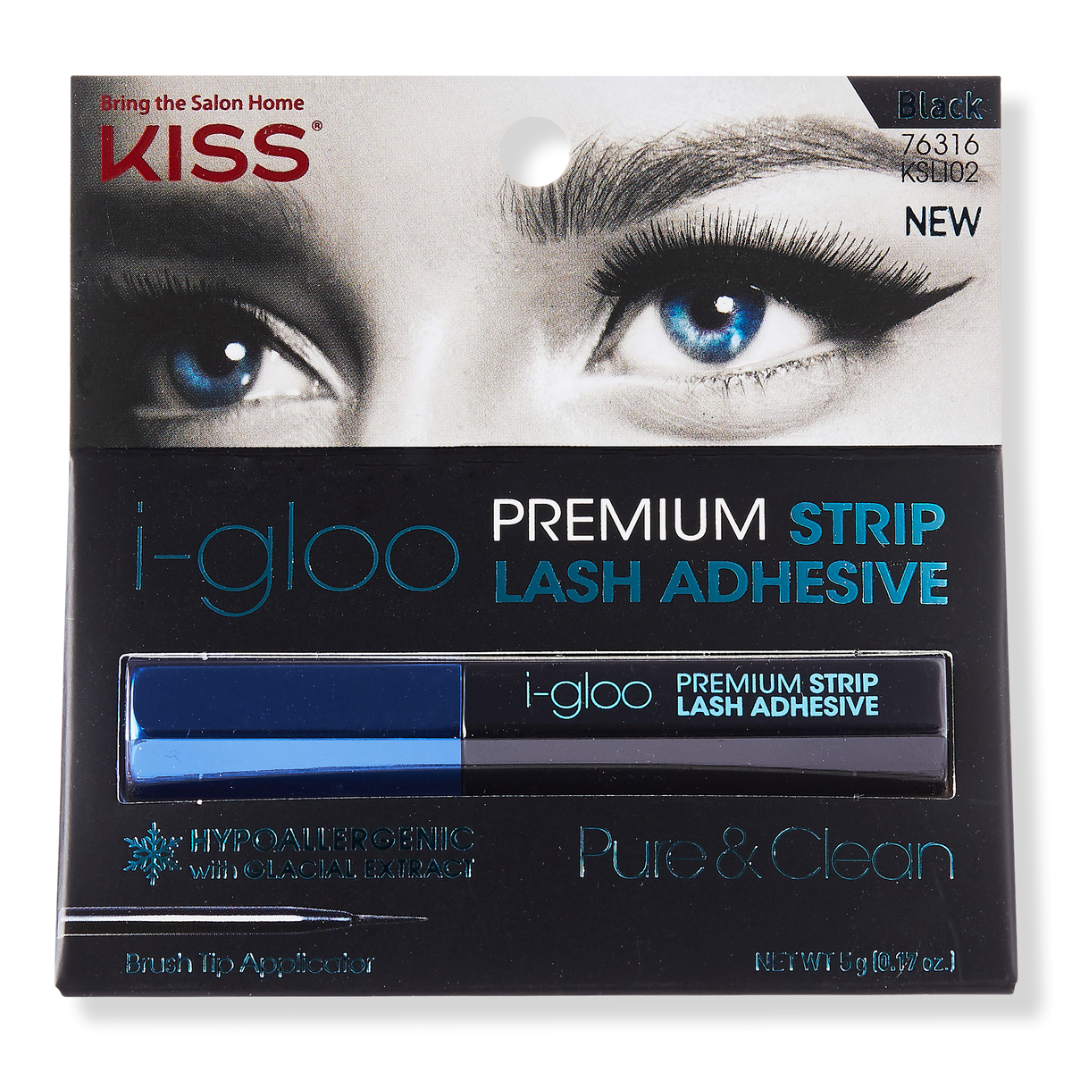 Kiss i-Gloo Strip Black Wimpernkleber für Strip-Wimpern, schwarz, 0.17 oz