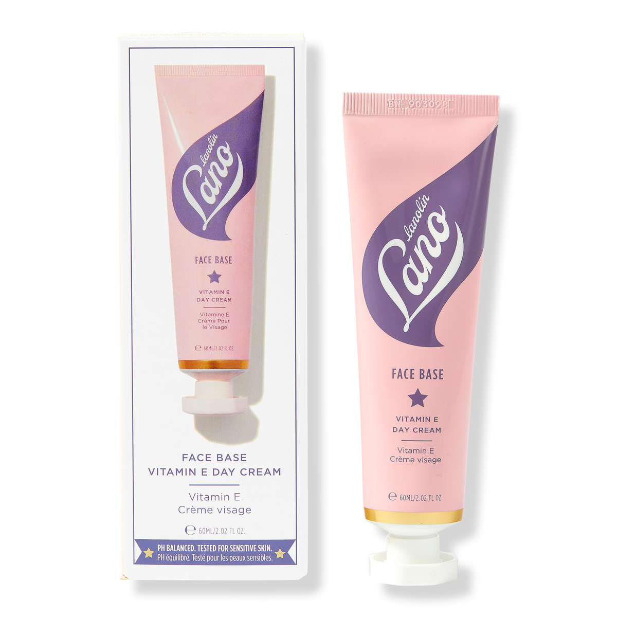Lano Face Base Vitamin E Tagescreme, Natural, pH-ausgeglichen und dermatologisch getestet, 2.02 oz