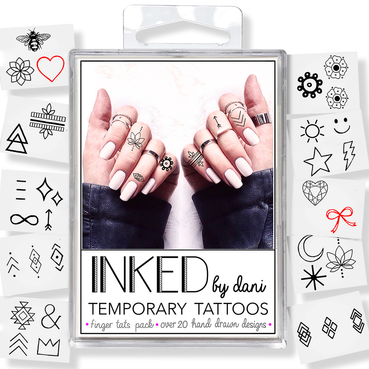 Inked by Dani Temporary Tattoos Finger Tats Pack