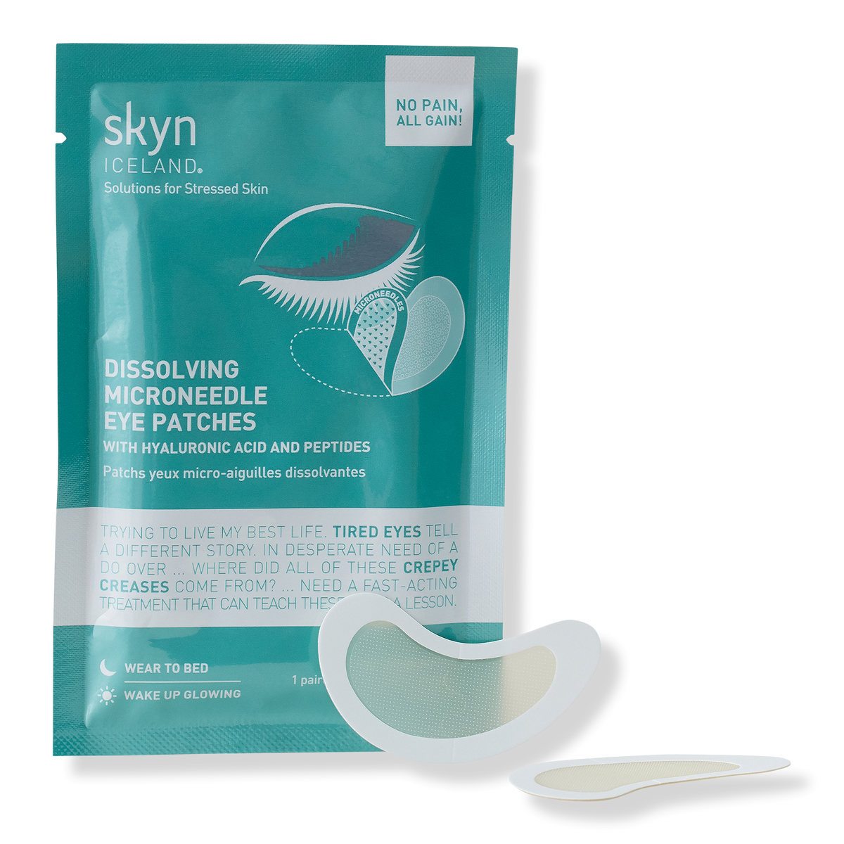Skyn Iceland Dissolving Microneedle Eye Patches With Hyaluronic Acid and Peptides, 1 pair