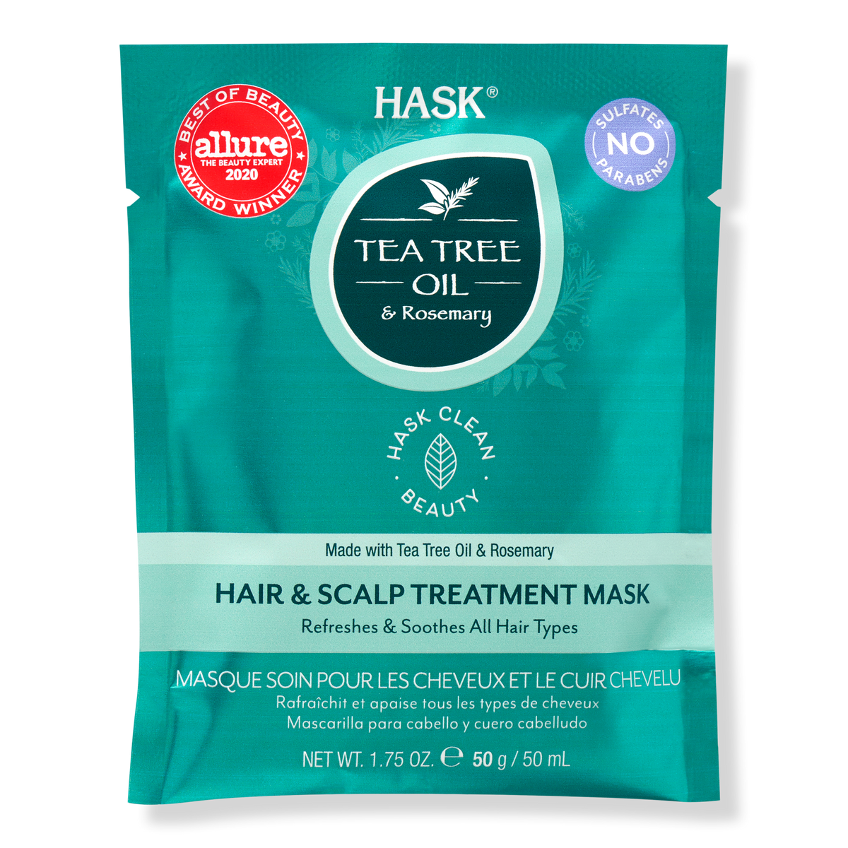 Hask Tea Tree Oil & Rosemary Hair & Scalp Treatment Mask Packette, 1.7 oz