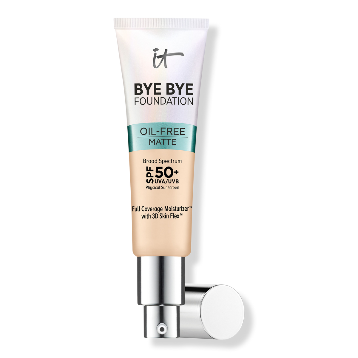 IT Cosmetics Bye Bye Foundation Ölfreie, mattierende Feuchtigkeitscreme mit hoher Deckkraft, SPF 50+, Light, 1 oz