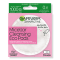 Garnier SkinActive Micellar Cleansing Eco Pads, Reusable, 3 Pack, 3 ea