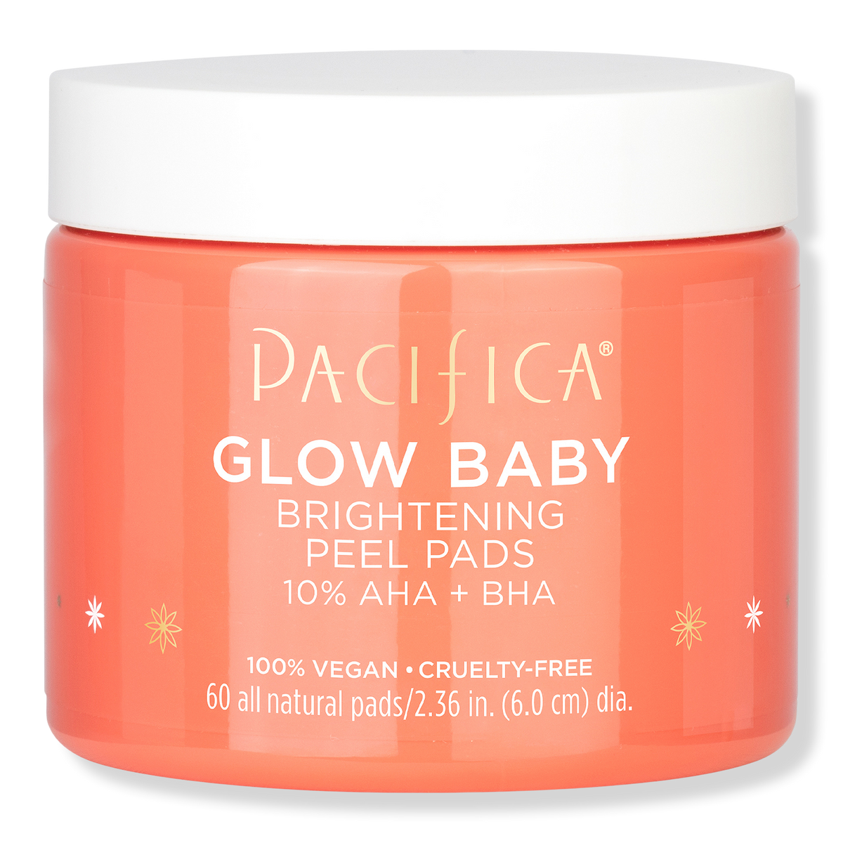 Pacifica Glow Baby Brightening Peel Pads 10% AHA + BHA, 60 ea