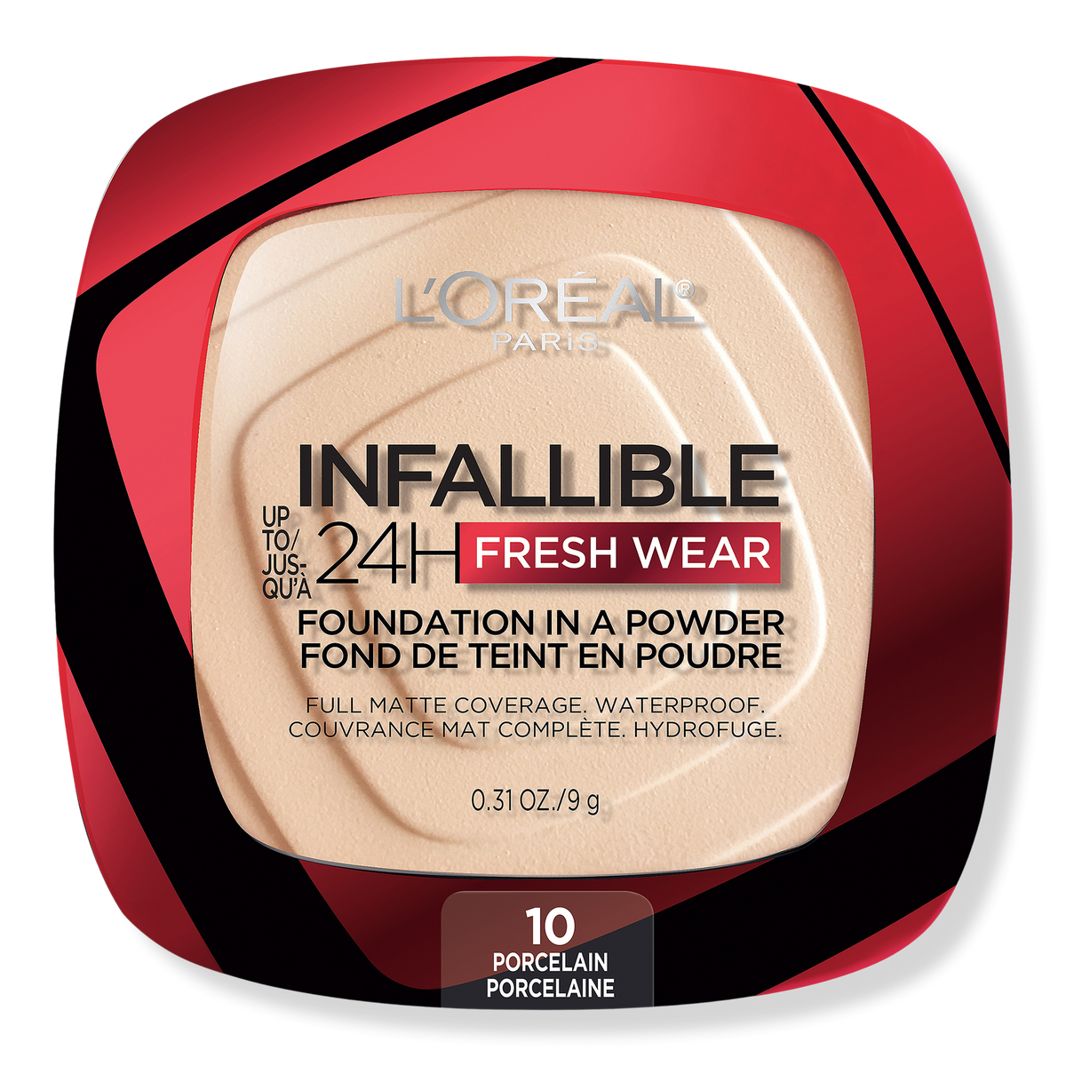 L'Oréal Infallible 24HR Fresh Wear Foundation In A Powder, 10 Porcelain, 0.31 oz