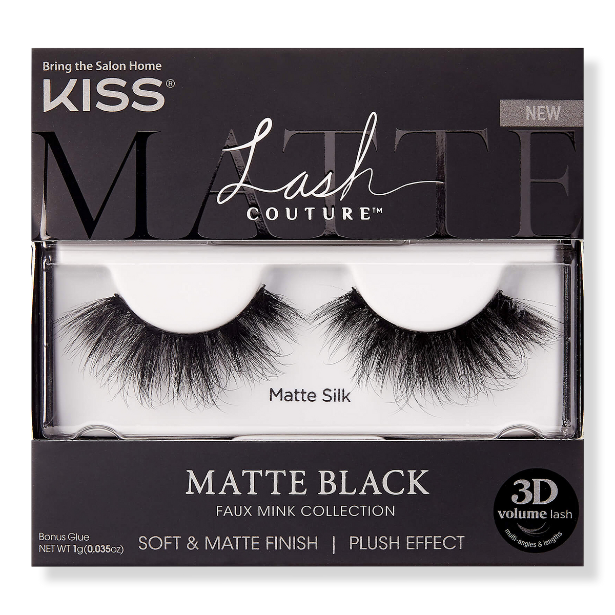 Kiss Lash Couture Matte Black, Soft & Matte Finish, Matte Silk