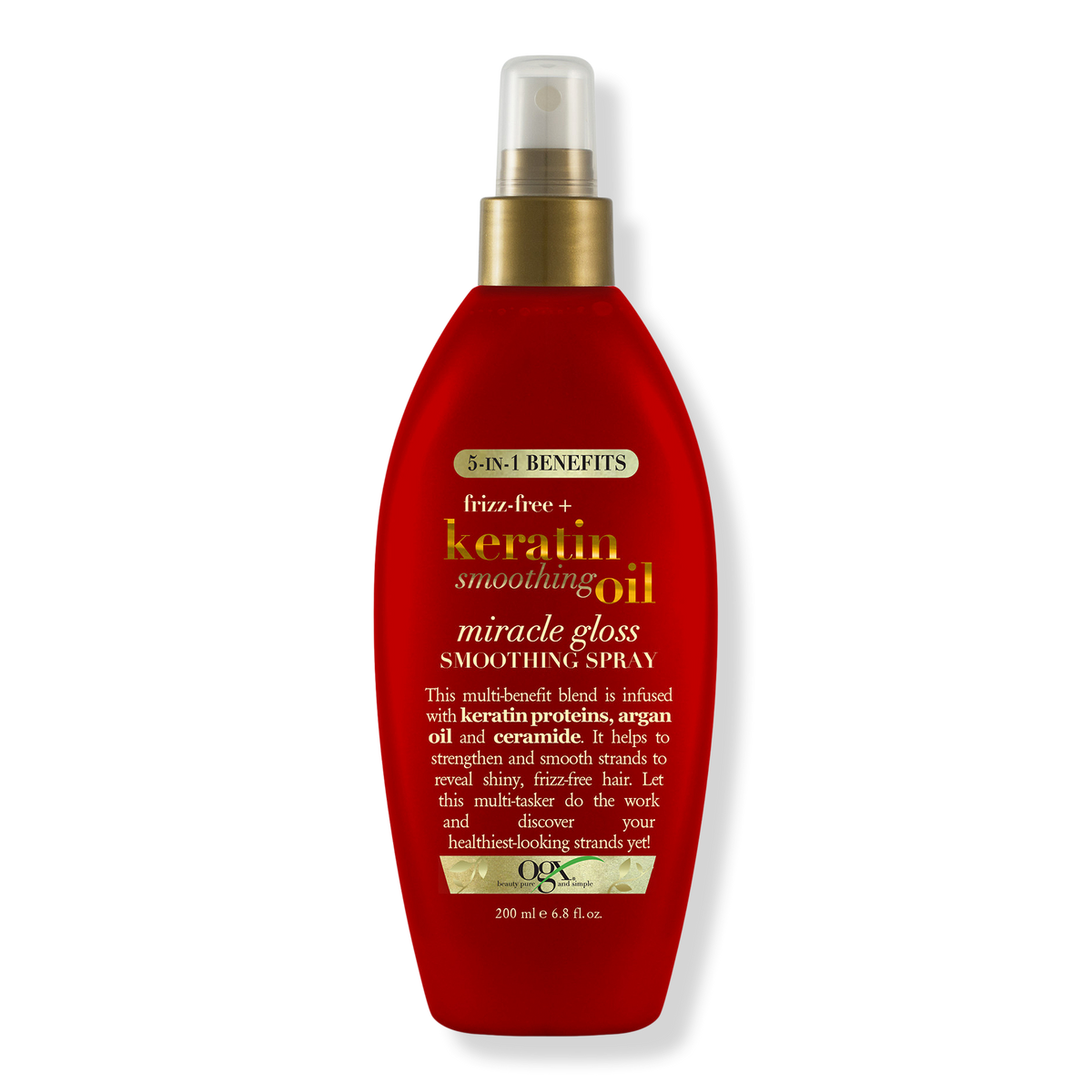 OGX Frizz-Free + Keratin Smoothing Oil Miracle Gloss Spray Haarspray, 6.8 oz