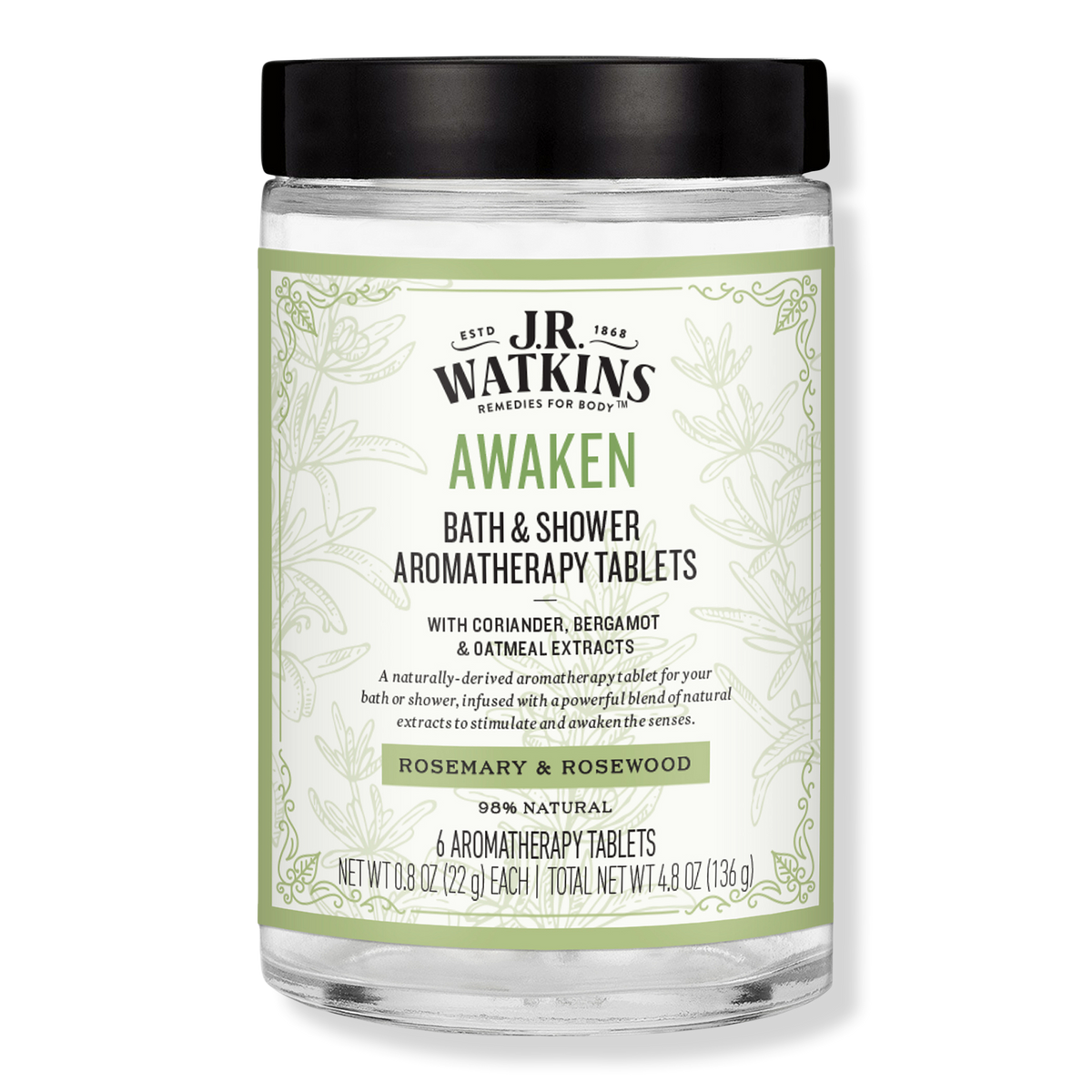 J.R. Watkins AWAKEN Bath & Shower Aromatherapy Tablets, 6 ea