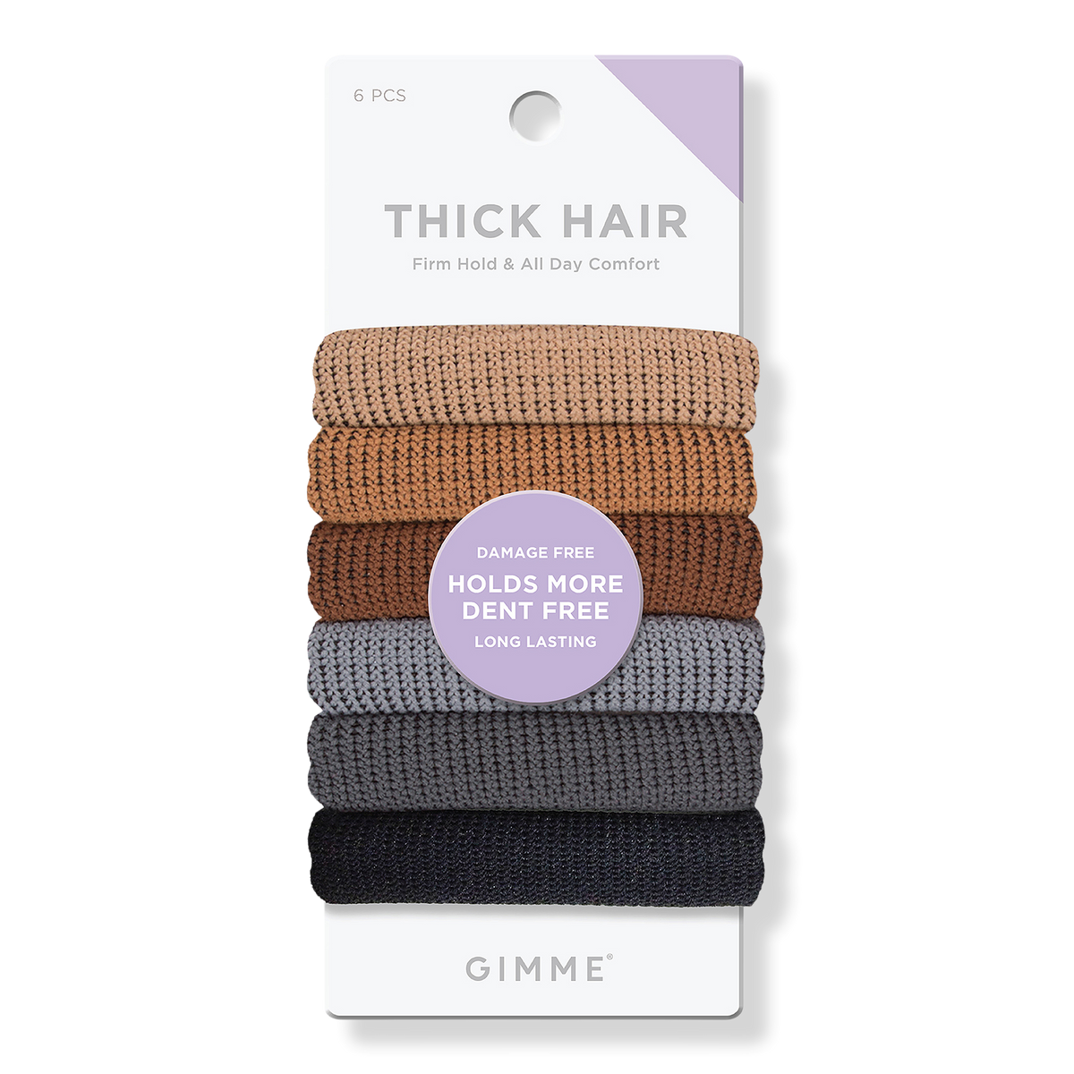 GIMME beauty Thick Hair Multi-Color Neutral Bands, 6 ea