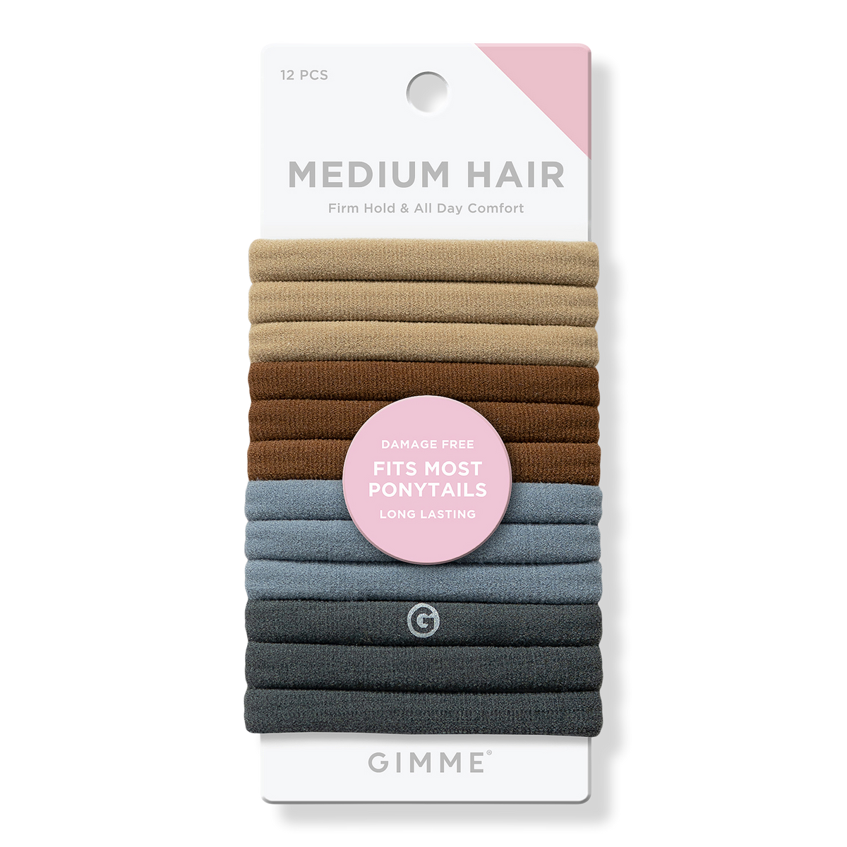 GIMME beauty Medium Hair Multi-Color Neutral Bands, 12 ea