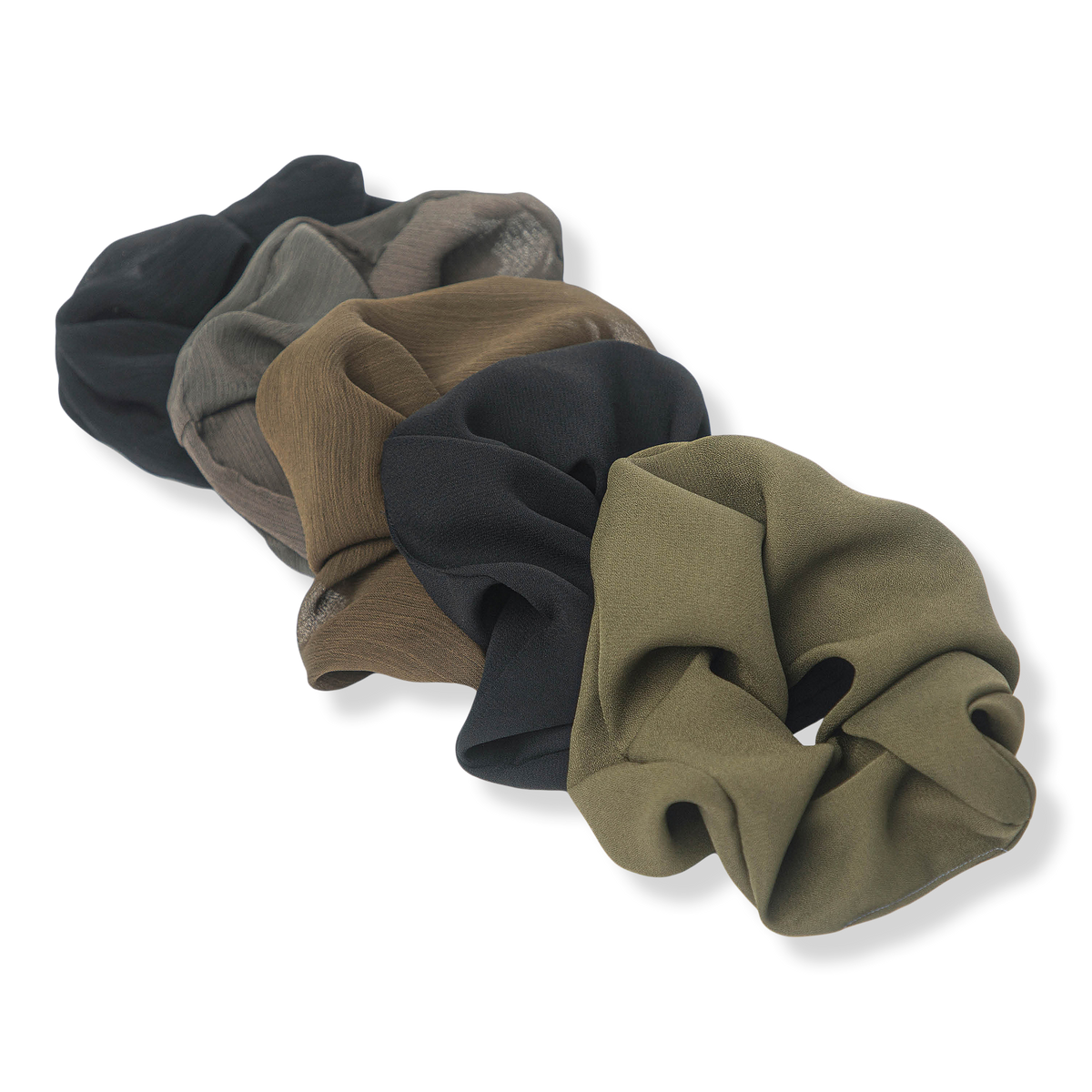 Kitsch Moss Crepe Scrunchie Set, 5 ea