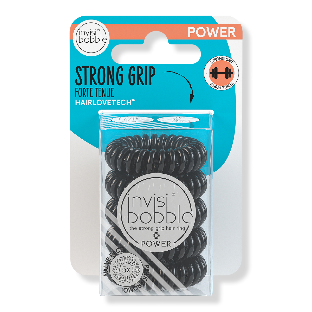 Invisibobble POWER MultiPack Hair Ring, True Black, 5 ea