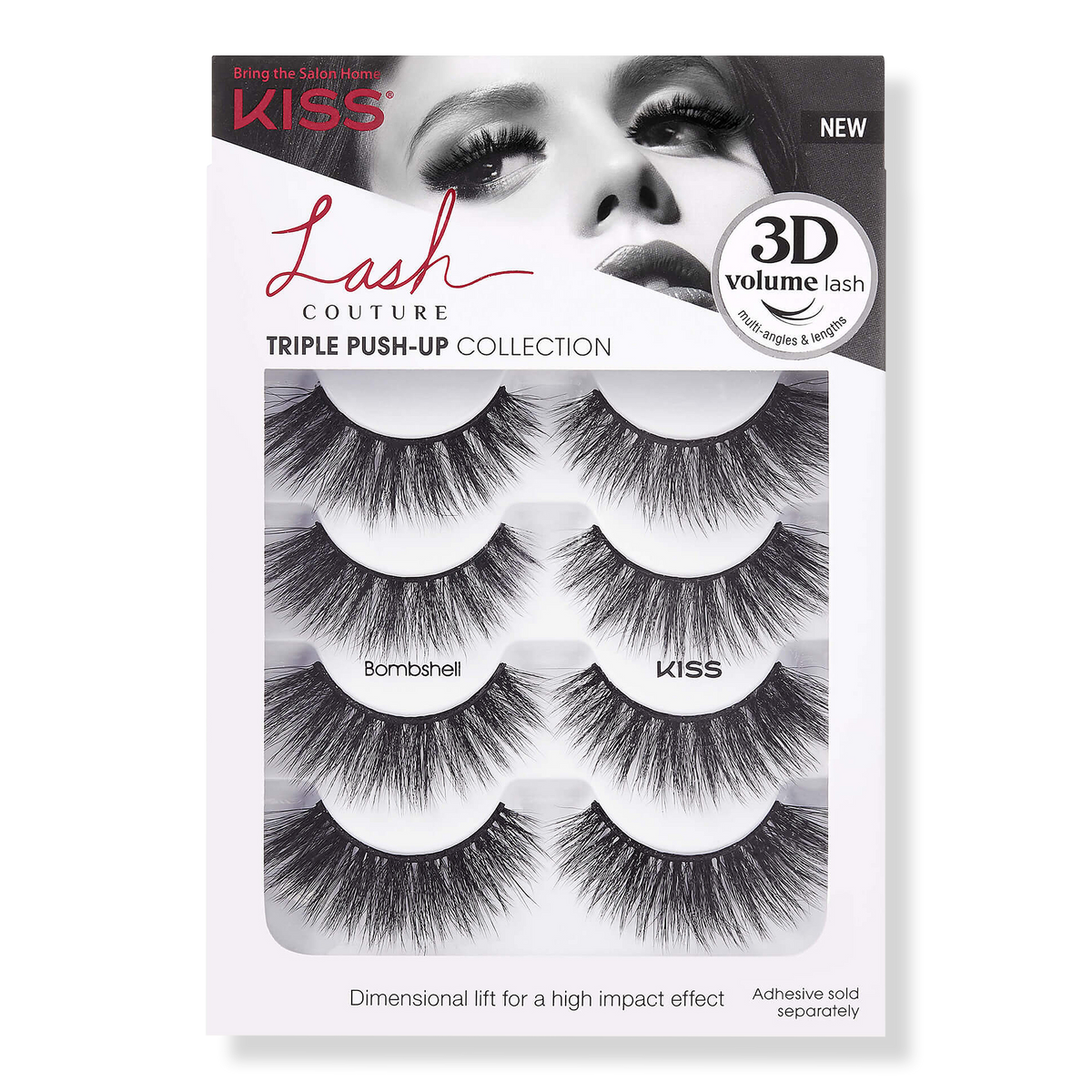 Kiss Lash Couture Triple Push-Up Multipack, Bombshell, 4 pair