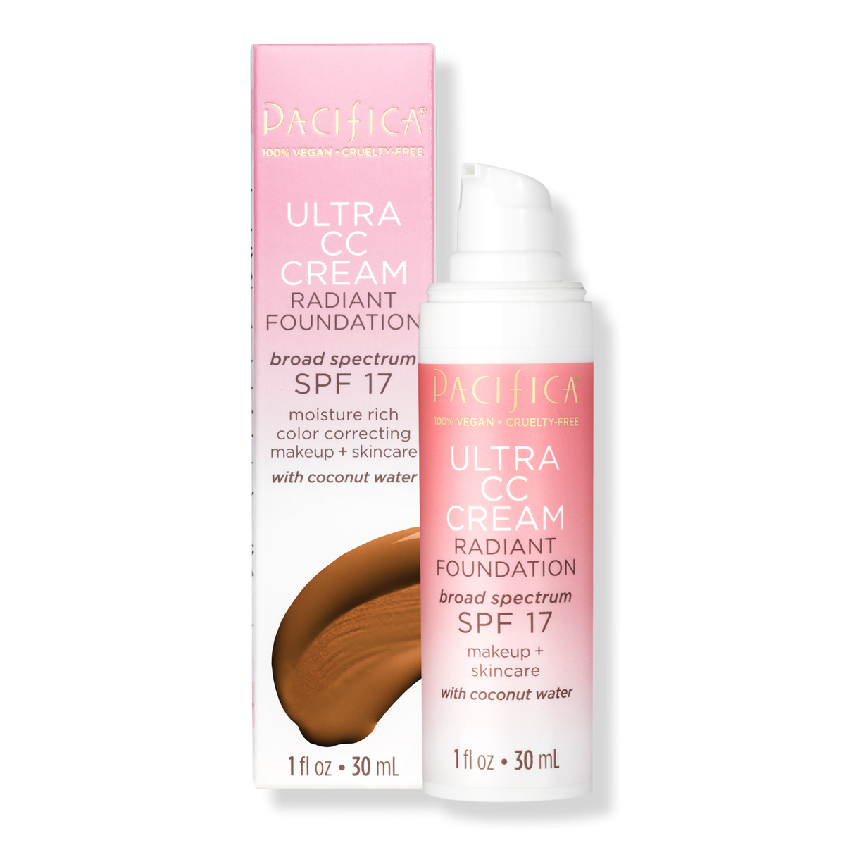 Pacifica Ultra CC Cream Radiant Foundation mit 100% physikalischem Breitbandschutz, SPF 17, Warm/Tan, 1 oz