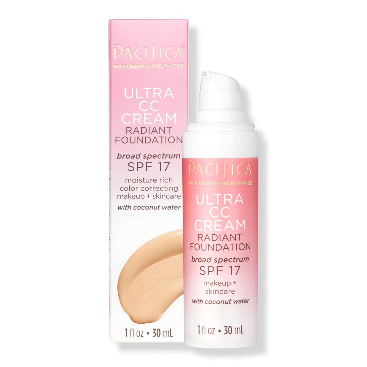 Pacifica Ultra CC Cream Radiant Foundation mit 100% Physical Broad Spectrum, SPF 17, Neutral/Fair, 1 oz