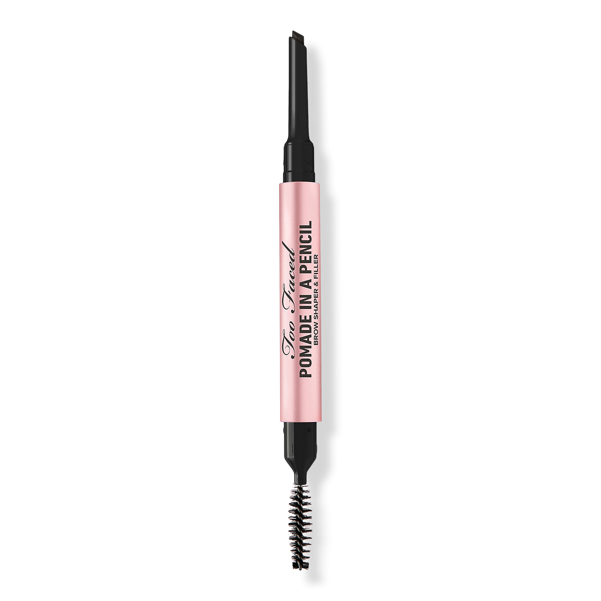 Too Faced Pomade in a Pencil Brow Shaper & Filler, Soft Black, 0.006 oz