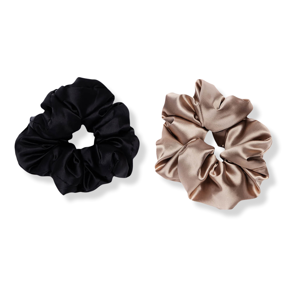 Kitsch Black & Gold Satin Pillow Scrunchies, 2 ea