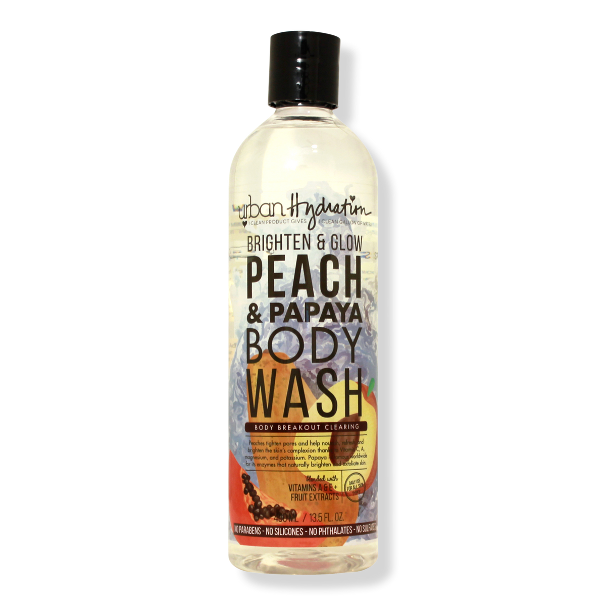 Urban Hydration Brighten & Glow Peach & Papaya Body Wash, 13.5 oz