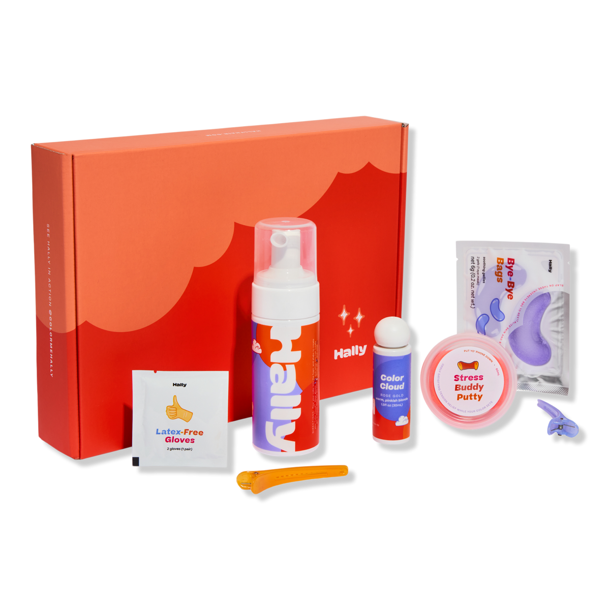 HALLY Color Cloud Value Kit, Foaming Hair Color + Fun Extras, Rose Gold