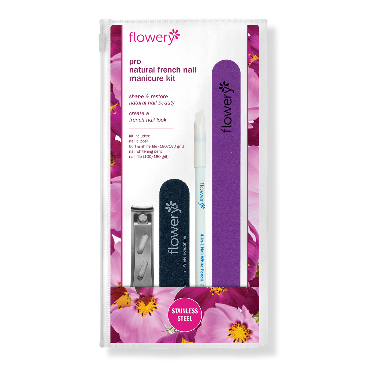 Flowery Pro Natural French Nail Maniküre-Set, 1 Stk.