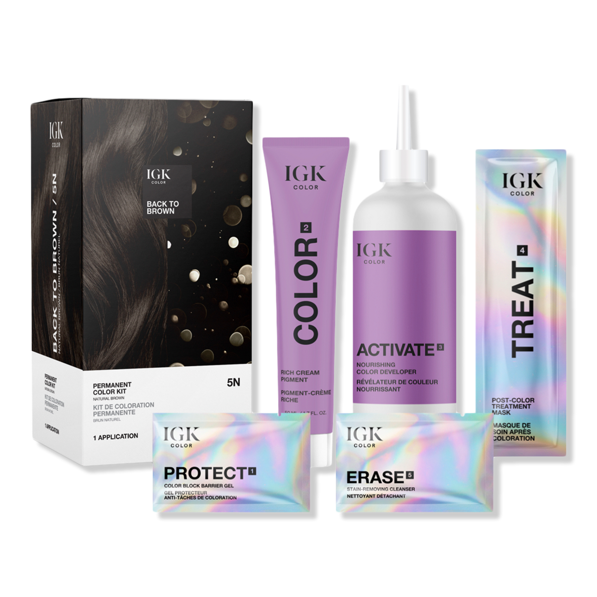 IGK Permanent Color Kit, 5N Back to brown