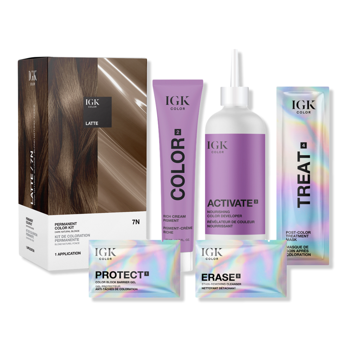 IGK Permanent Color Kit, 7N Latte