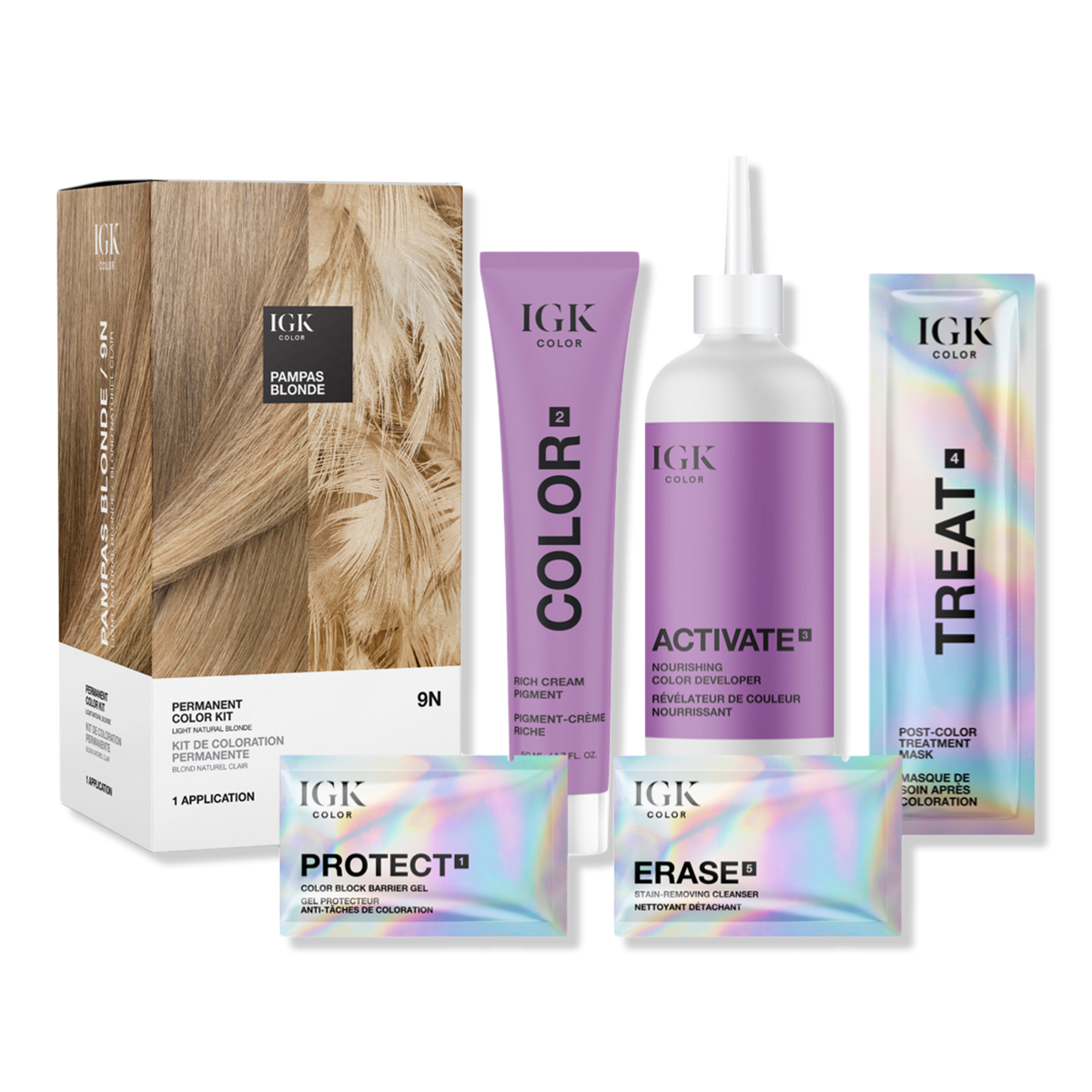 IGK Permanent Color Kit, 9N Pampas Blonde