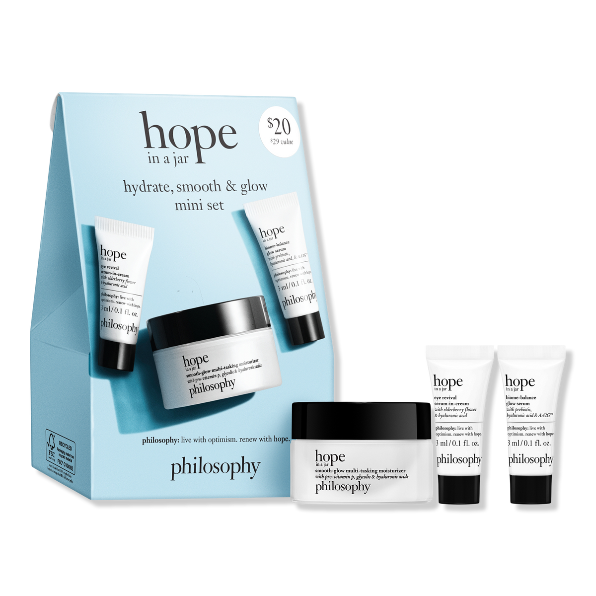 Philosophy Hope In A Jar Hydrate, Smooth & Glow Mini Set