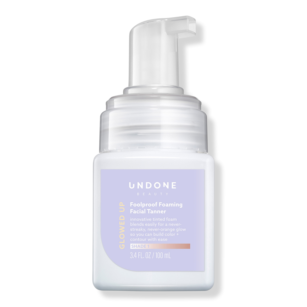 Undone Beauty Glowed Up Foolproof Foaming Facial Tanner, Light Glow, 3.4 oz