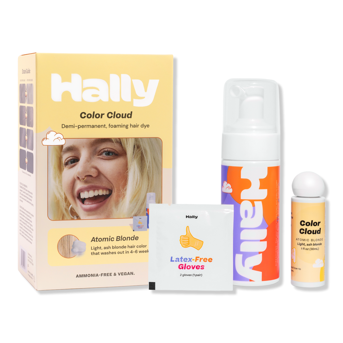 HALLY Color Cloud, Foaming Hair Color, Atomic Blonde