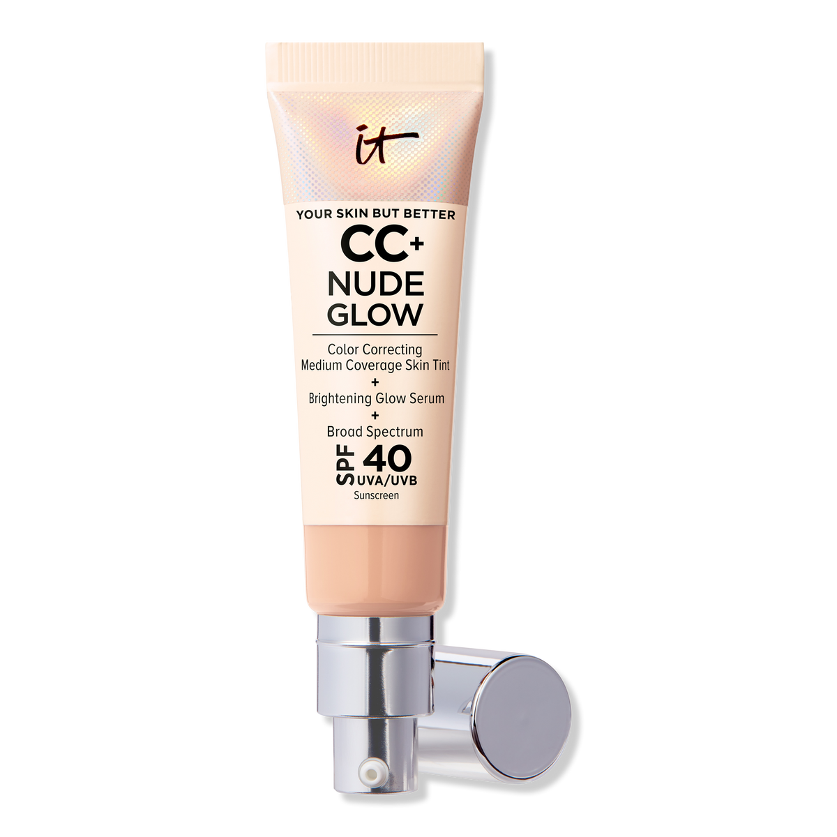 IT Cosmetics CC+ Nude Glow Lightweight Foundation + Glow Serum mit SPF 40, Neutral Medium, 1.08 oz