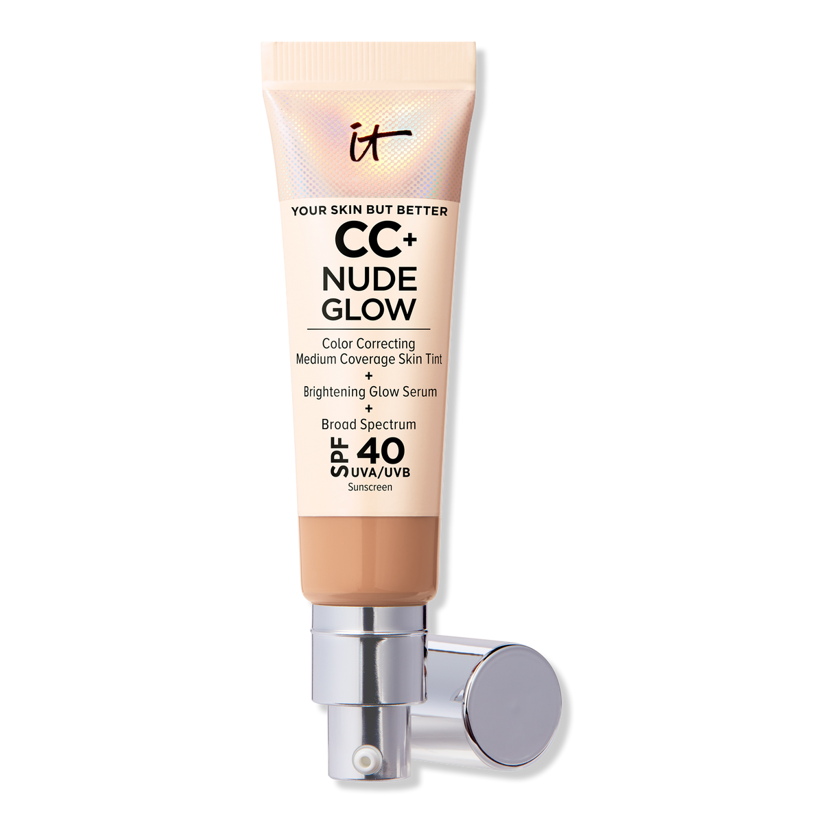 IT Cosmetics CC+ Nude Glow Leichtes Make-up + Glow Serum mit SPF 40, Medium Tan, 1.08 oz