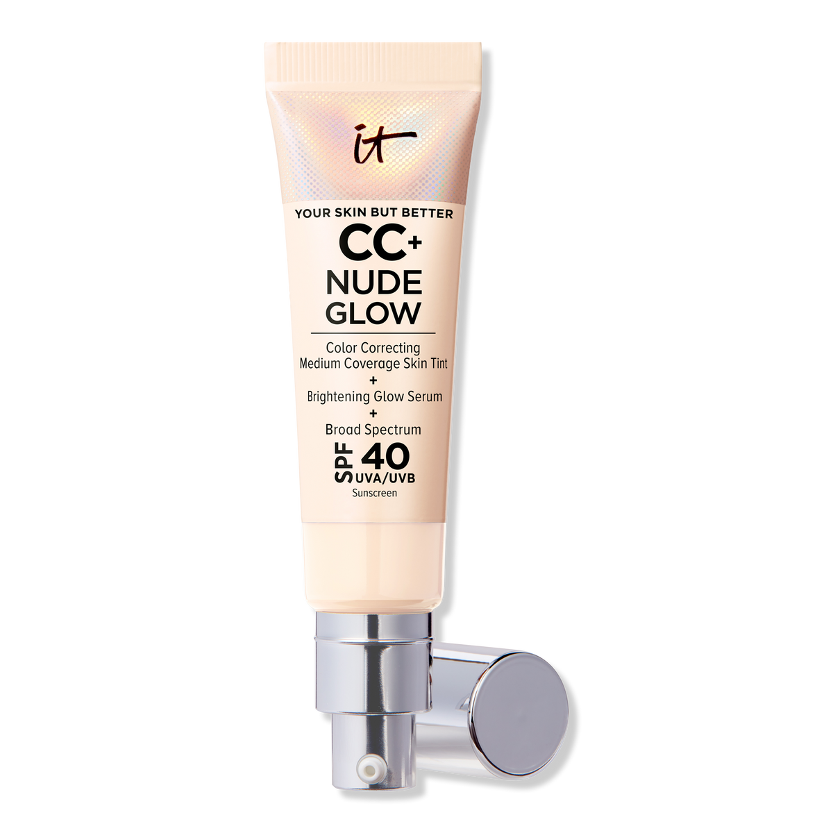 IT Cosmetics CC+ Nude Glow Lightweight Foundation + Glow Serum mit SPF 40, Fair, 1.08 oz