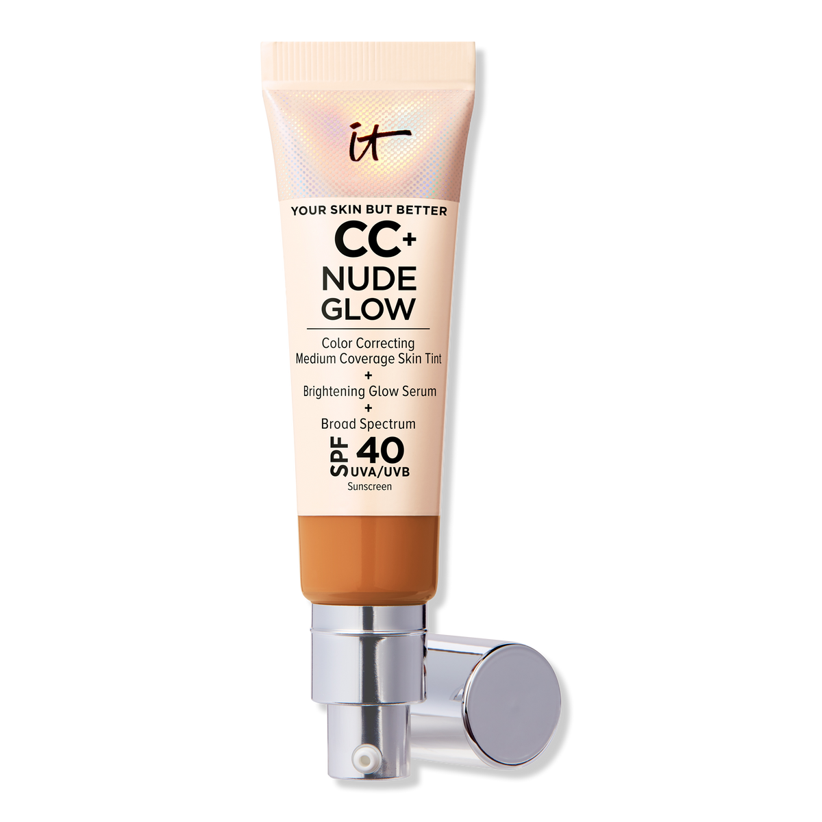IT Cosmetics CC+ Nude Glow Lightweight Foundation + Glow Serum mit SPF 40, Tan Rich, 1.08 oz
