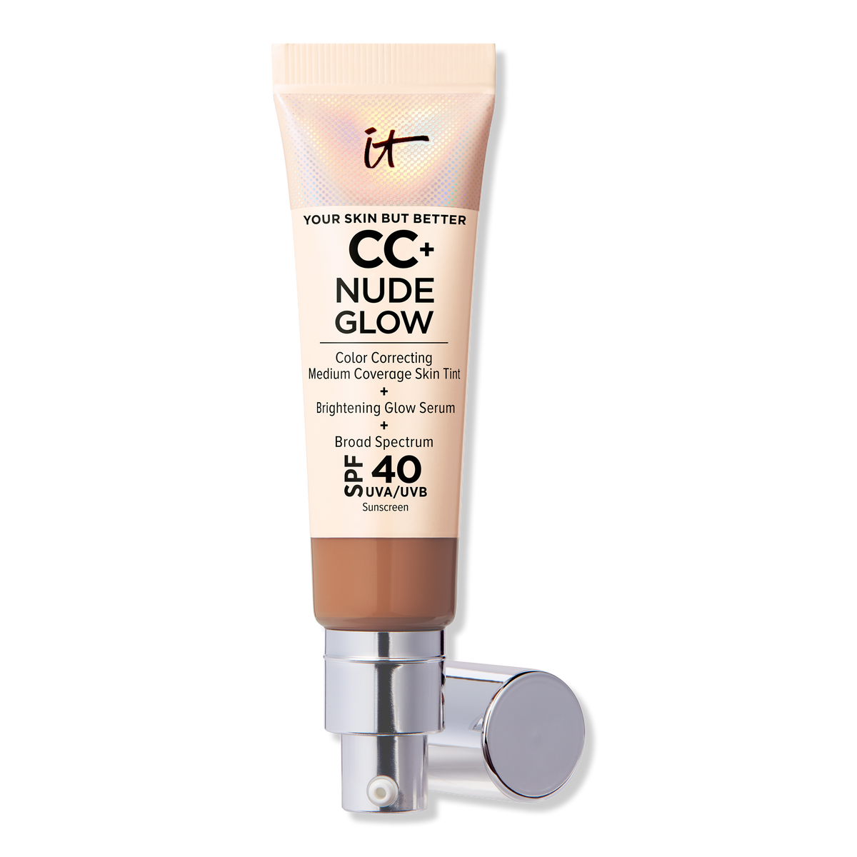 IT Cosmetics CC+ Nude Glow Lightweight Foundation + Glow Serum mit SPF 40, Rich Honey, 1.08 oz