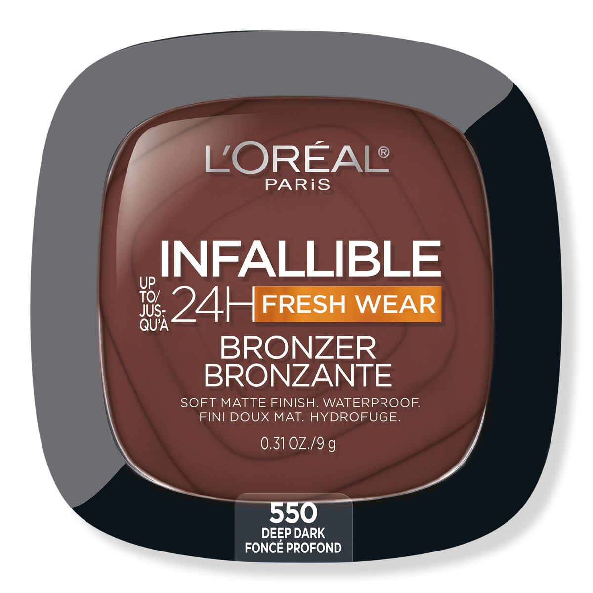 L'Oréal Infallible 24H Fresh Wear Soft Matte Bronzer, 550 Deep Dark, 0.31 oz