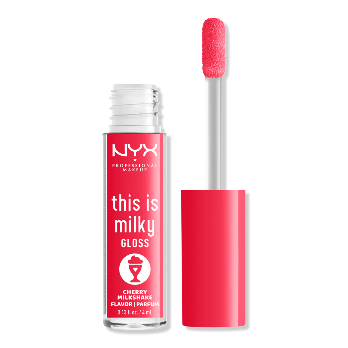 NYX Professional Makeup This is Milky Gloss Milkshakes Vegan Lip Gloss, Cherry Milkshake, 0.13 oz