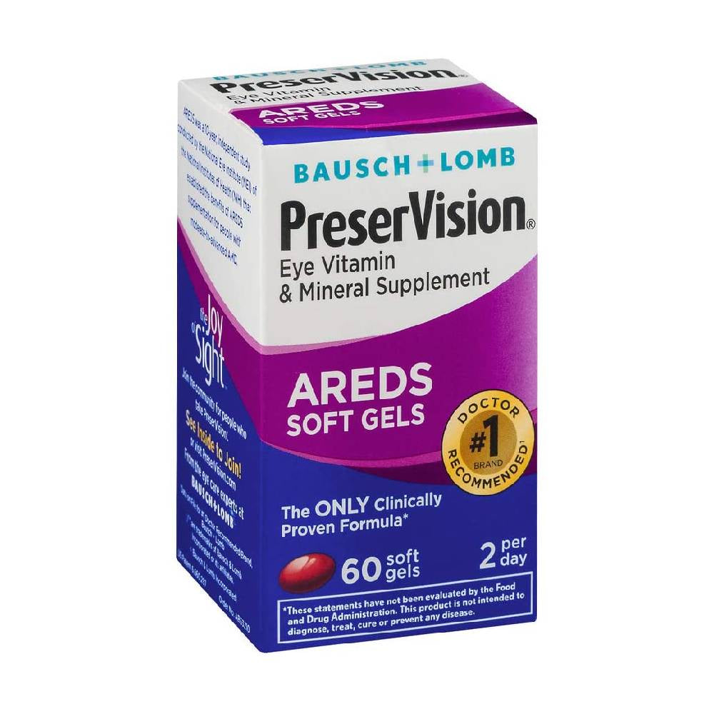 Bausch & Lomb PreserVision Eye Vitamin, AREDS, Softgels, 60 ea