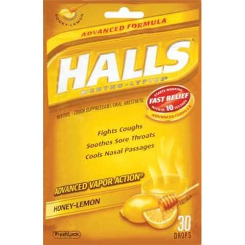 Halls Base Hustenbonbons Lutschtabletten, Honey Lemon, 40 Stk.